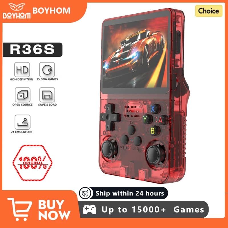 BOYHOM NEUE R36S Retro Videospielkonsole Linux System 3,5 Zoll IPS Bildschirm Tragbarer Taschenspieler 64 GB 128G Spiele beste Kindergeschenke