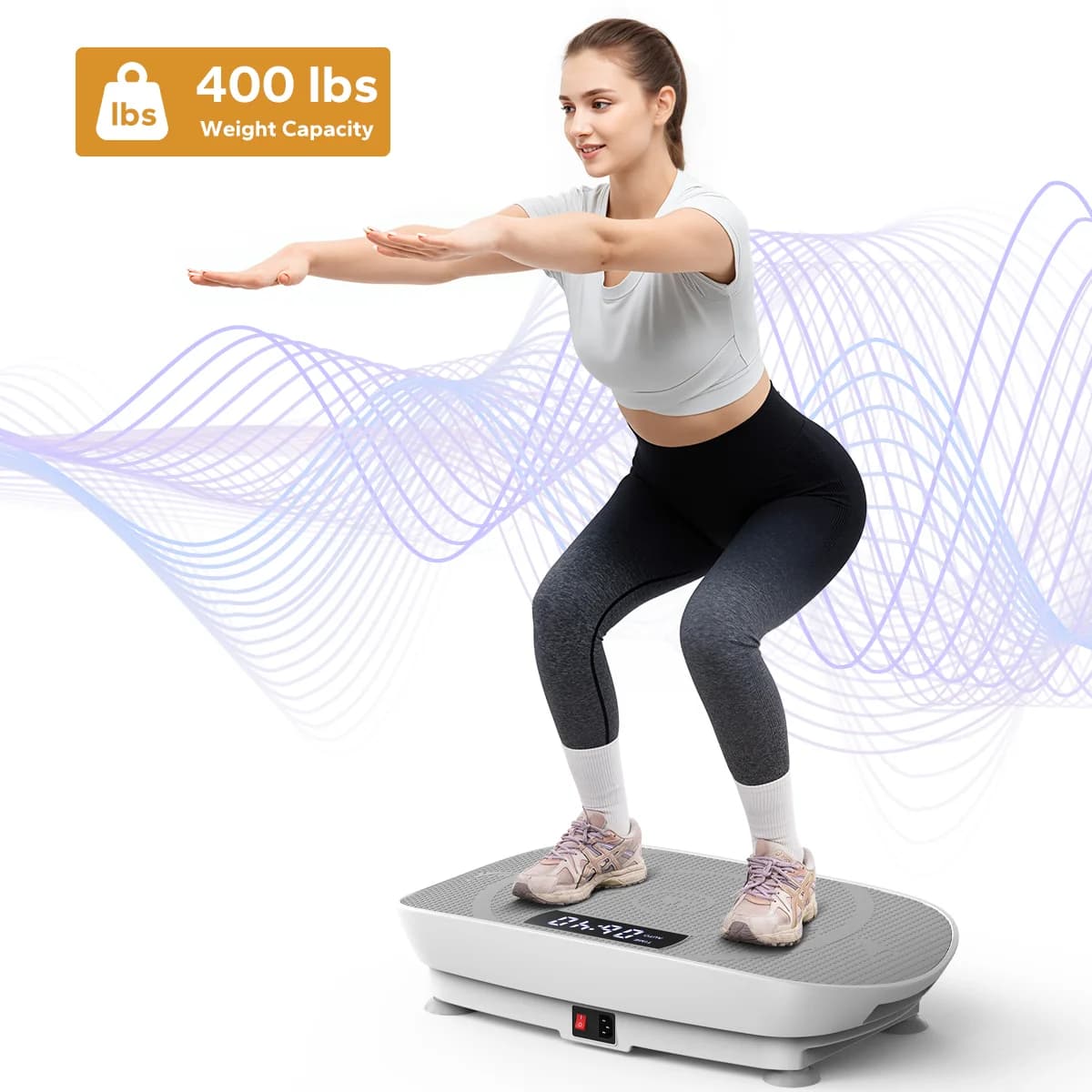 MERACH Vibrationsplatte Trainingsgerät, Angetriebene Vibrationsplattform für Ganzkörpertraining,Muskelaufbau und Formung, Bis 150KG