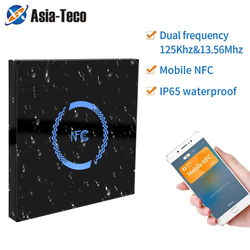 Wasserdicht IP65 NFC RS485 Wiegand LED-Hintergrundbeleuchtung Glasscheibe RFID-Zugangskontrolle Slave Reader M1 S50 EM Dual Band montiertes Metall