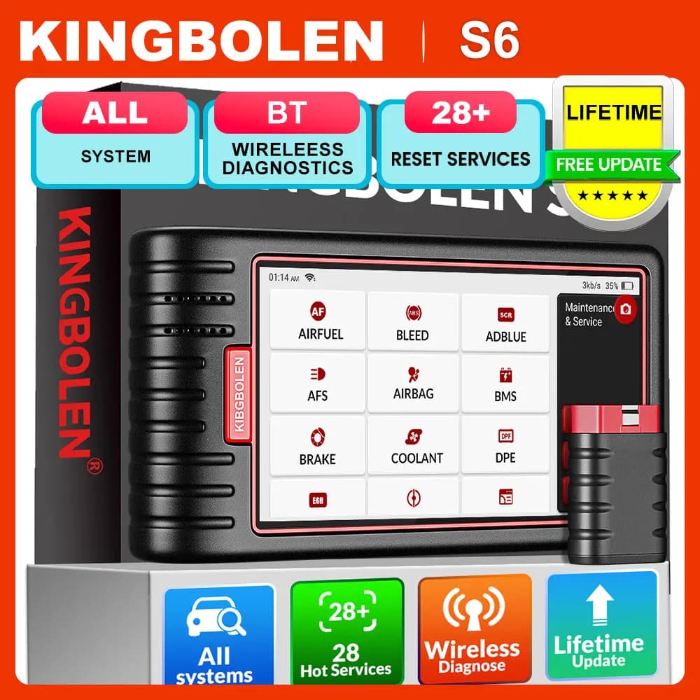 Kingbolen S6 OBD2-Scanner, Bluetooth, All-System-Codeleser, Autodiagnosetool, Auto-VIN 28+ Wartung, SAS/BMS/TPMS-Scan-Tool