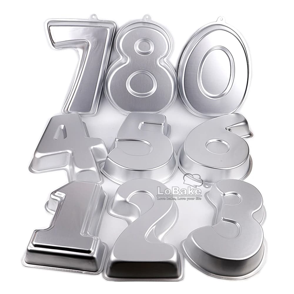 Große Größe Figur Nummer 0-9 Form Aluminium Metall Kuchen Zinn Pan Geburtstag Kuchen Formen Brot Pan DIY Ofen backen Zubehör