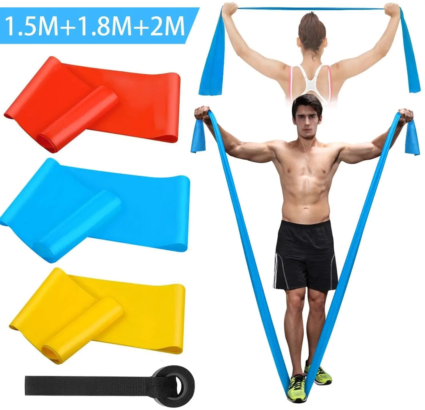 Elastische Fitnessbänder, 3 Stück, Widerstandsbänder, elastische Fitnessbänder, Yoga, Pilates, Crossfit, Dehnen, muskulöse Trainingsgeräte