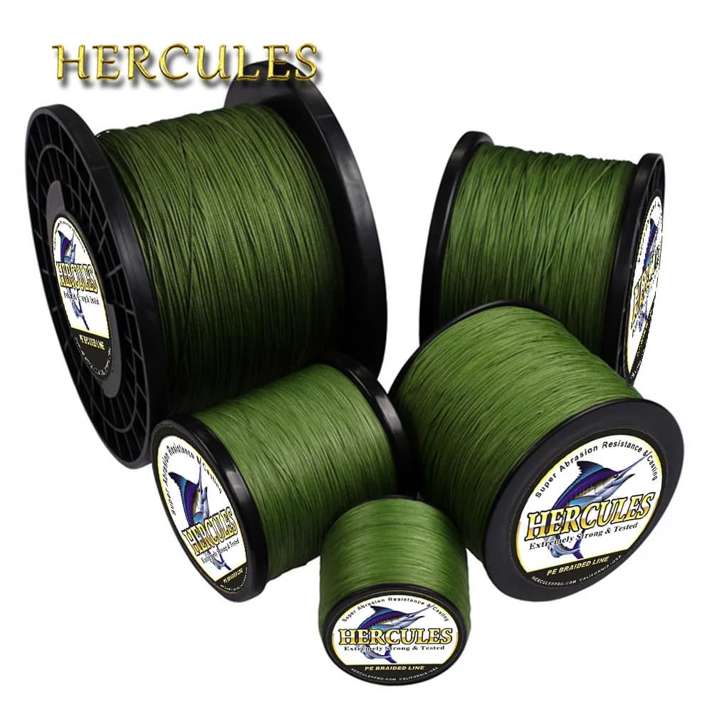 Hercules geflochtene Angelschnur Meer-Salzwasser-Angeln 8 Stränge Armeegrün 100 m 300 m 500 m 1000 m 1500 m 2000 m 100 % PE Trenzado Pesca