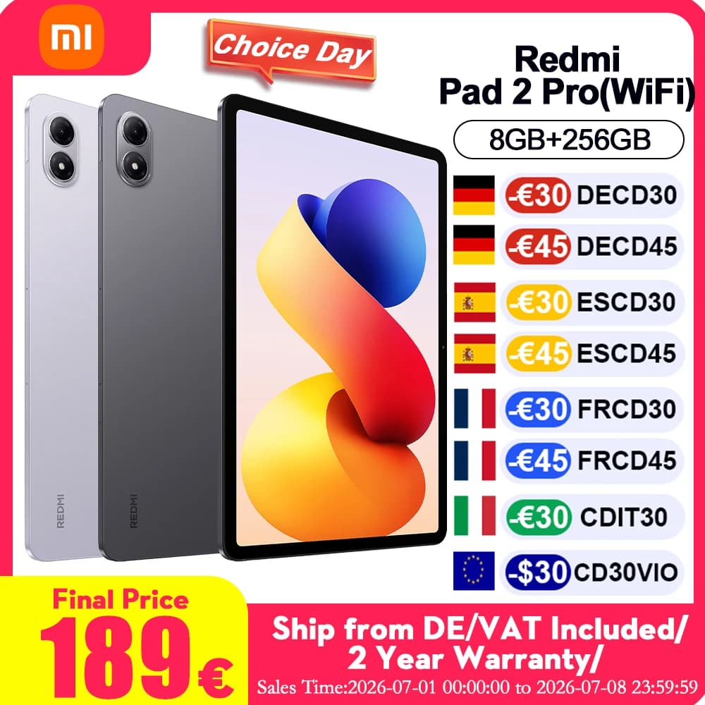 Global Version Xiaomi Redmi Pad 2 Pro Wifi 8+256GB 12.1 Inch 2.5K Crystal-clear Certified Eye-care Display Quad Speakers Massive 12000mAh (typ)
