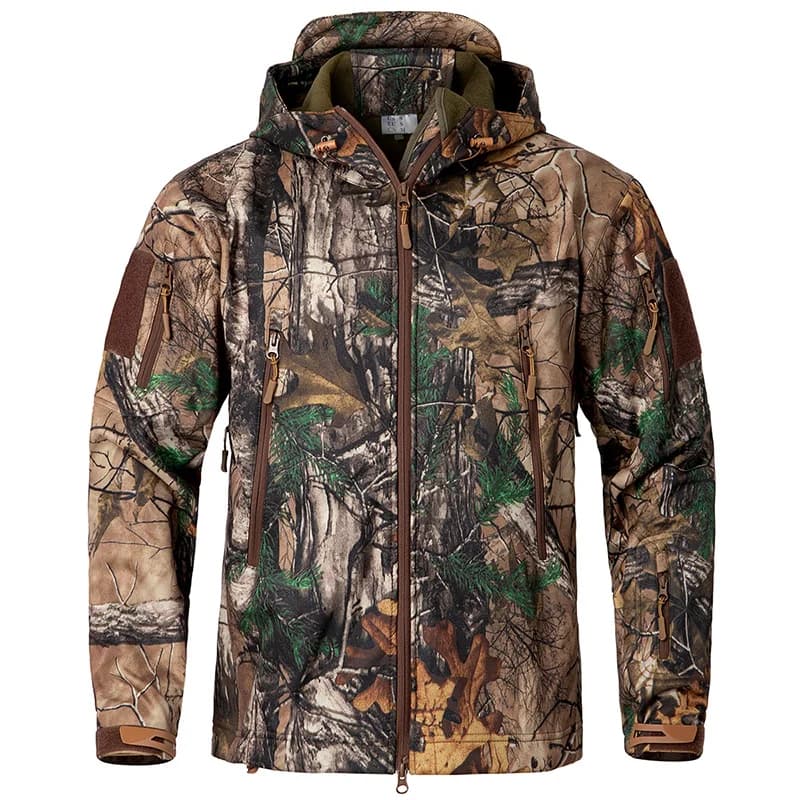 Männer Silent Soft Shell Camouflage Taktische Jacke Wasserdichte Warme Fleece Jagd Jacken Outdoor Wandern Angeln Mit Kapuze Mantel