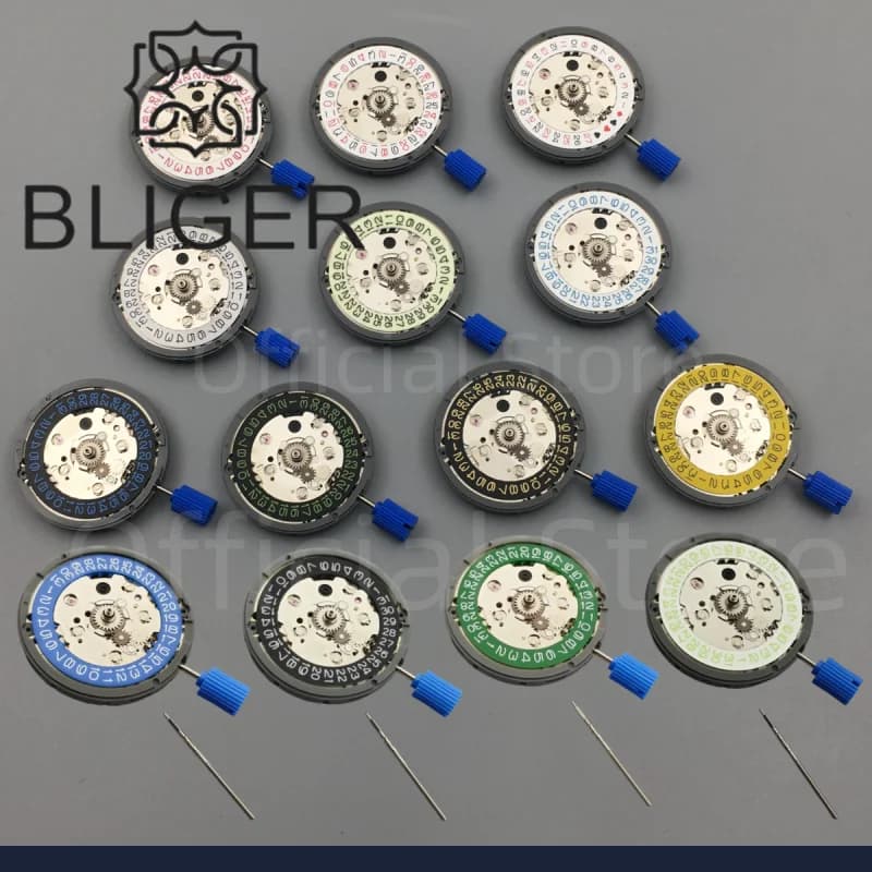 BLIGER GMT NH34-Uhrwerk mit Schwarz, Rot, Poker, Blau, Grün, Gold, Datumsrad, Kalender, 24 Juwelen, hochpräzises Reparaturwerkzeug für Uhren