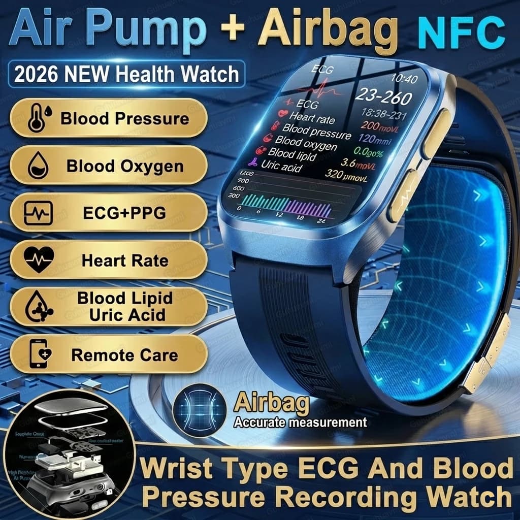 2026 Neue Luftpumpen-Airbag Smartwatch zur Echten Blutdruckmessung Multidimensionale Gesundheitsüberwachung Mikro-Physikalische Untersuchung