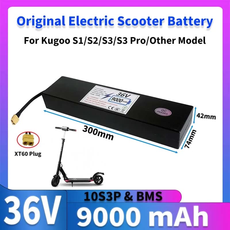 Verbesserte Version 36 V Originalbatterie Elektrorollerbatterie 9 Ah 36 V 18650 Lithium 10S3P Aftermarket Verbesserter Akku