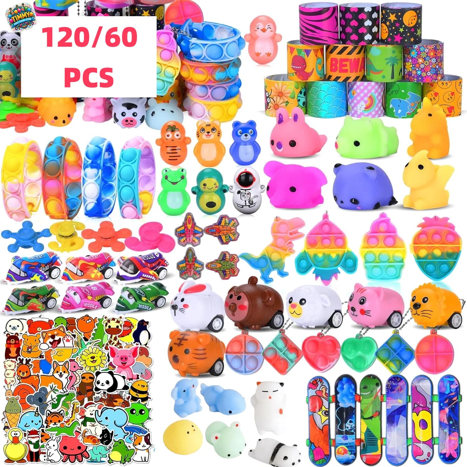 60/120 Stück Pop-Partygeschenkspielzeug für Kinder, Fidgot Goodie Bag Stuffers, Schatzkiste-Spielzeug, Pinata-Füller, Geschenke, Klassenzimmerpreis