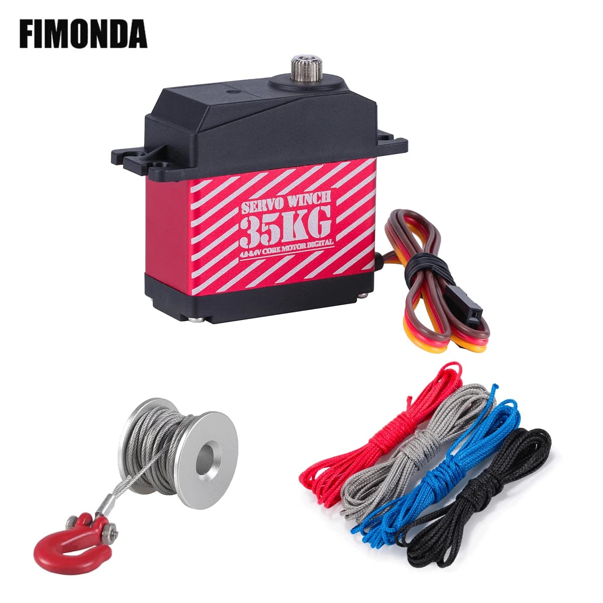 35 kg digitales Servo 360 °   Wasserdichte Servos mit großem Drehmoment, Windenlinie, Abschlepphaken für RC-Autoschiff, Flugzeug, LKW, Roboter,