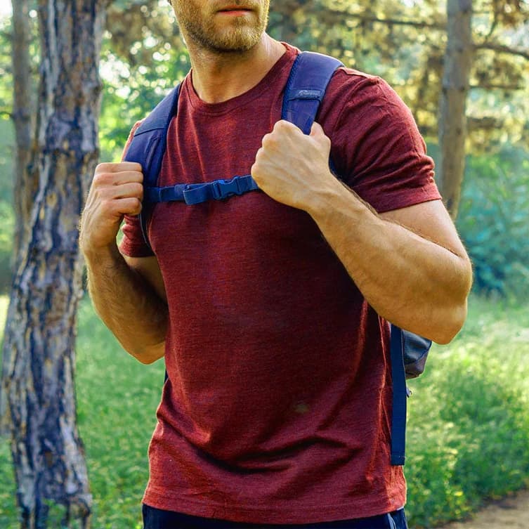 Herren Superfeine Merinowolle T-Shirt Unterhemd Feuchtigkeitsableitend Atmungsaktiv Schnelltrocknend Geruchshemmend Juckreizfrei Bequeme Passform Alle