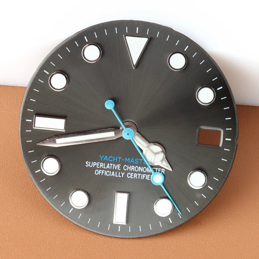 28,5mm NH35 Zifferblatt Fit Yacht-Master Blau Leuchtend Edelstahl Für Seiko NH34 NH35 NH36 NH38 Bewegung Zifferblatt uhren Teile