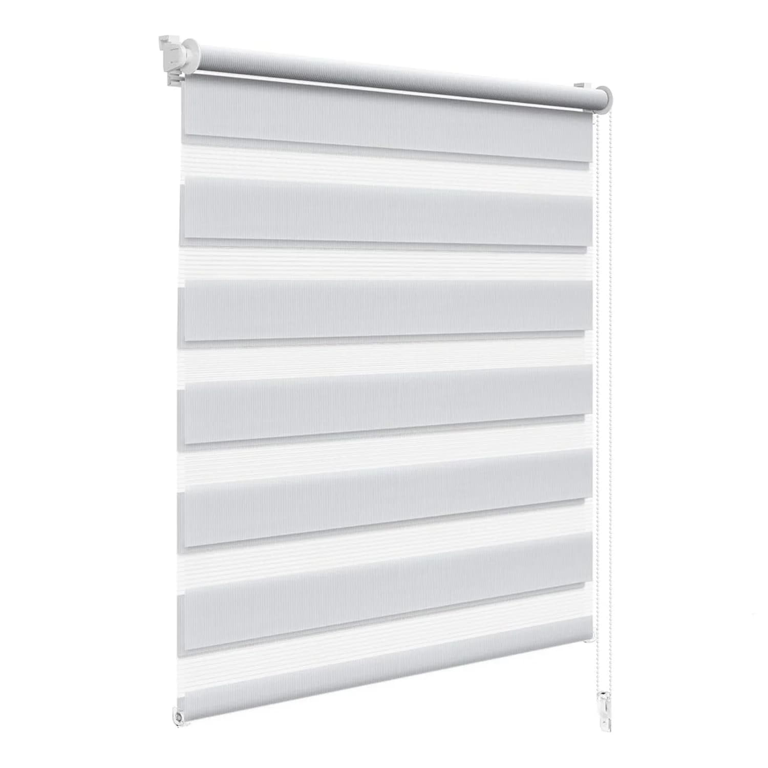 WOLTU Grauer Zebra-Doppelrollos, Verdunkelungsvorhänge, ohne Bohren, durchscheinende Abschattung für Tür, Fenster, Schlafzimmer, Wohnzimmer,