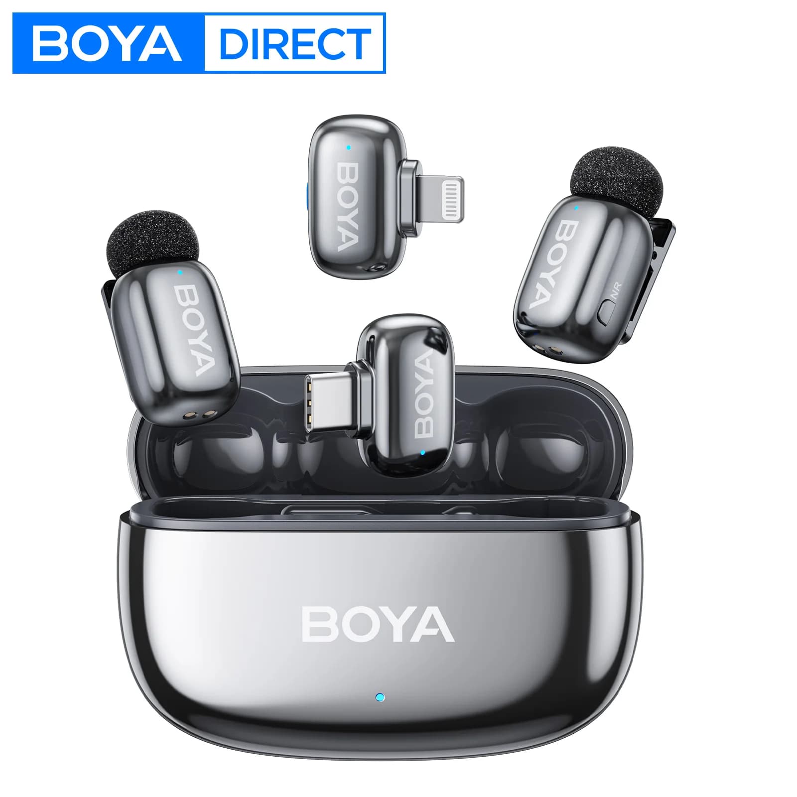 BOYA Mini 2 Wireless Lavalier Revers Mini-Mikrofon Rauschunterdrückung für iPhone 6-17 USB-C Android Smartphone PC Live-Streaming