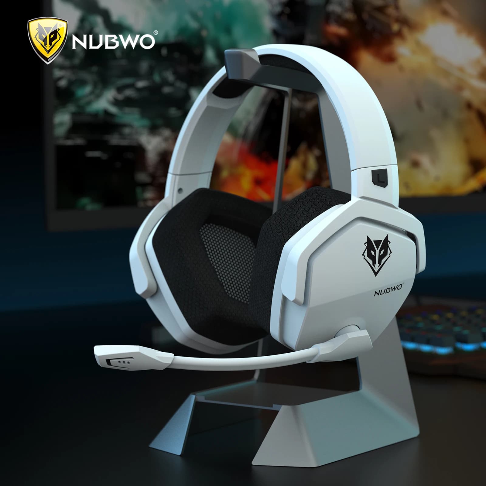 NUBWO G06 Duales kabelloses Gaming-Headset mit Mikrofon für PS5, PS4, PC, Mobile, Switch, 2,4 GHz Bluetooth 5.3-Gaming-Kopfhörer