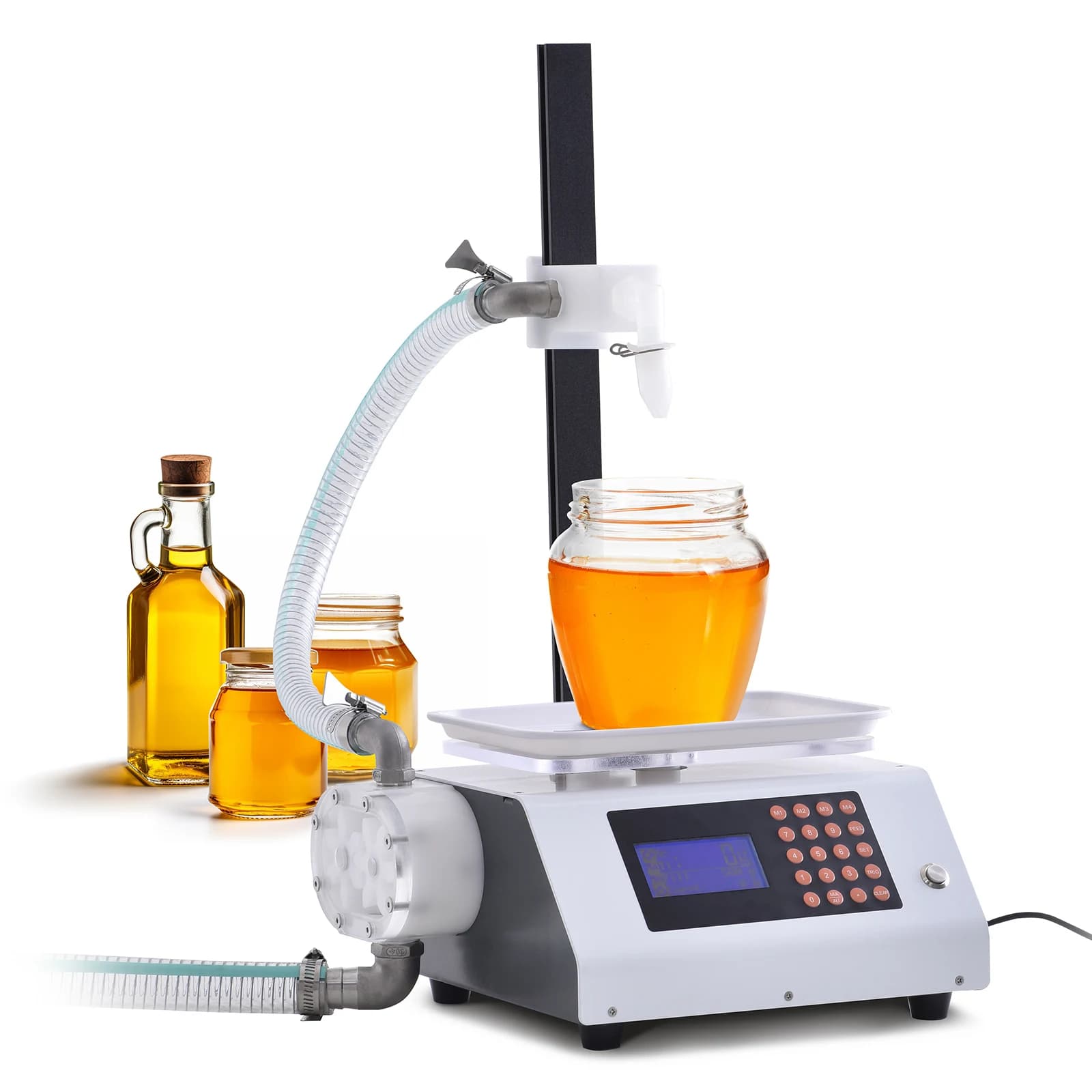 SucceBuy Automatische Flüssigkeitsfüllmaschine, Flaschenwasserfüller, Zahnradpumpe, digitale Steuerung für Parfüm, Getränke, Olivenöl,