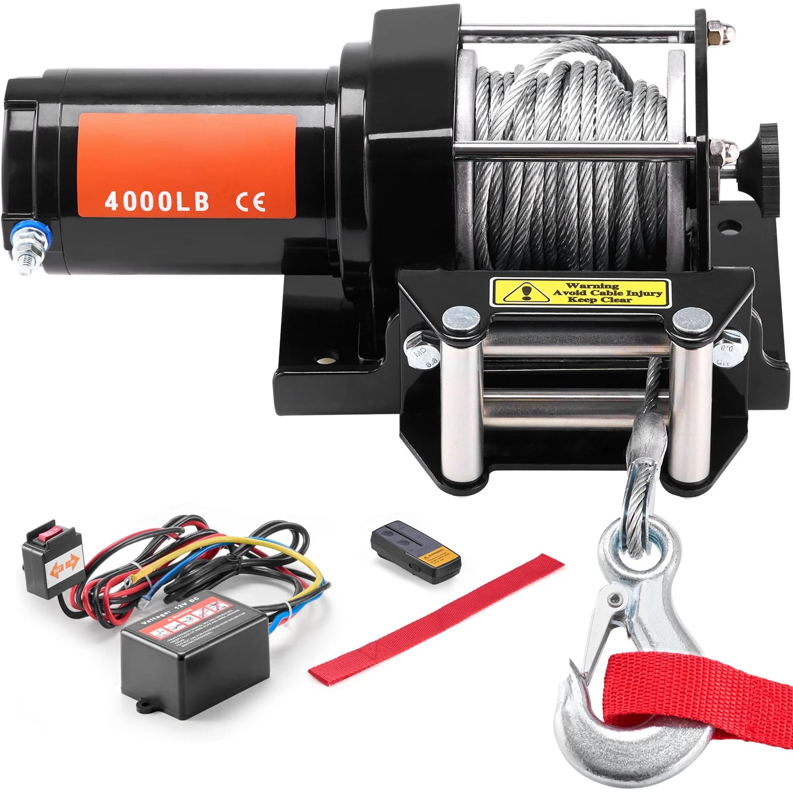 SucceBuy 4000 lbs elektrische Winde mit 39 Fuß 7 Stränge Stahlkabel, kabellose und kabelgebundene Fernbedienung, ATV/UTV-Winde zum Abschleppen von