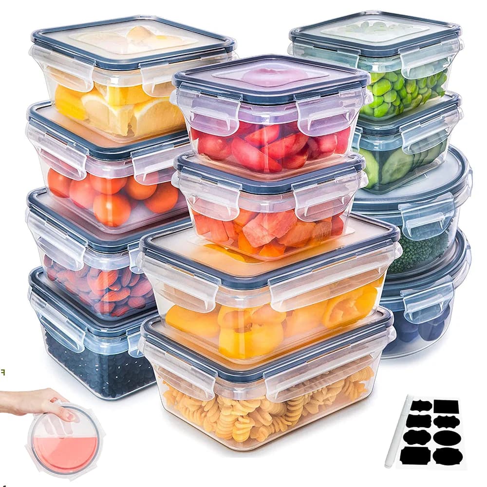 12-teilige versiegelte Kühlschrank-Aufbewahrungsbox mit Deckel, Crisper, Lebensmittel, behält die Frische, transparentes Vorratsglas, Lunchbox mit