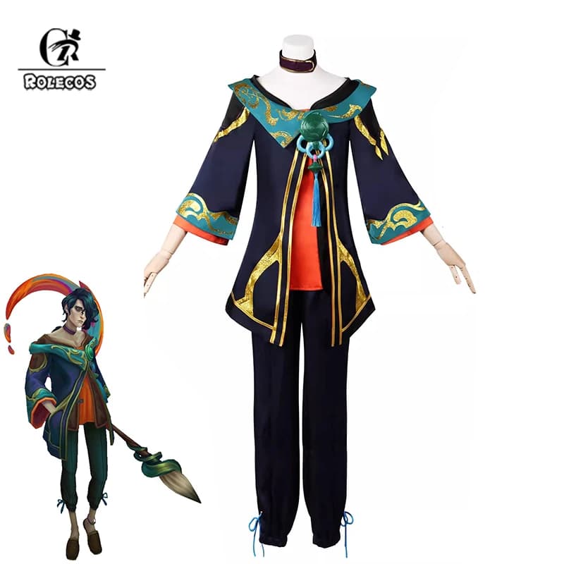 Rolecos lol das visionäre hwei cosplay kostüm lol splash art lukai hwei champion männer cosplay kostüm halloween komplettes set