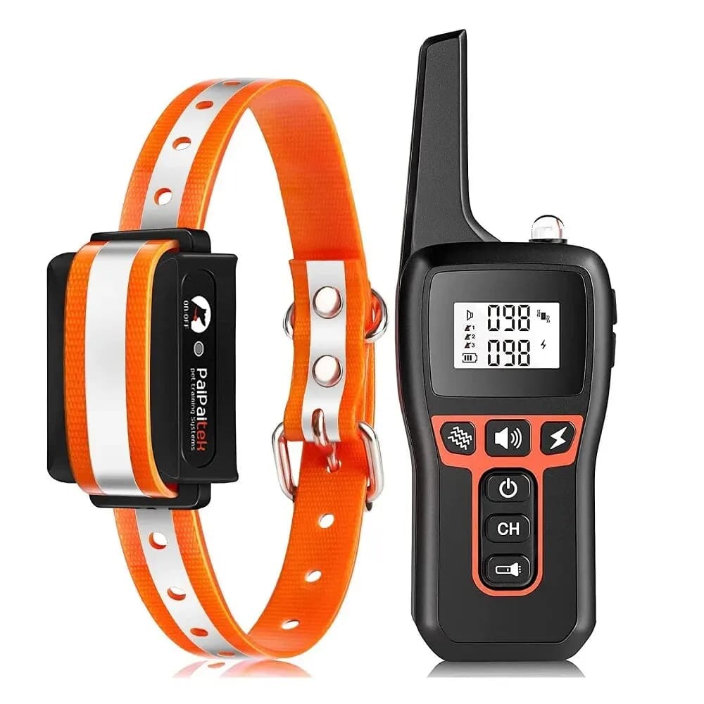 1000 m langes Hundehalsband mit Fernbedienung, Hundehalsband, wasserdichtes, wiederaufladbares Trainingshundehalsband mit Stoßvibrationsgeräuschen