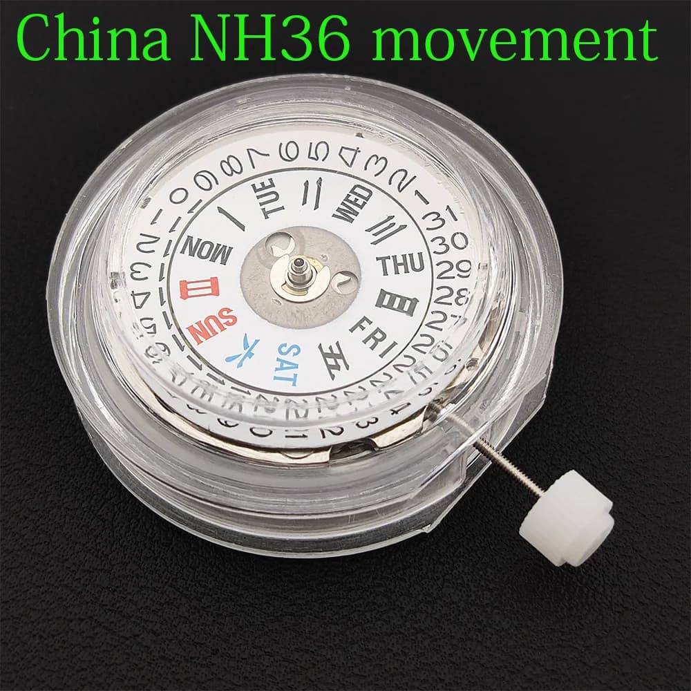 Das chinesische NH36A-Uhrwerk kann das japanische NH36-Uhrwerk ersetzen, Datum, 3-Uhr-Doppelkalender, hochpräzise automatische mechanische NH36