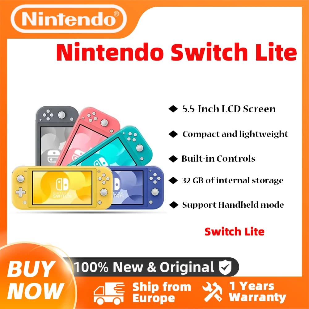 Nintendo Switch Lite Nintendo Switch Handheld-Spielekonsole 32G Interner Speicher 5,5 Zoll LCD-Touchscreen Bluetooth 4.1 Coral