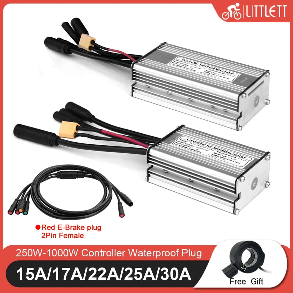 Ebike KT Sinuswellen-Controller 36V 48V Wasserdicht Bürstenlos 250W 350W 500W 1000W Motor 1T5 2-Pin-Buchse mit Lichtfunktion