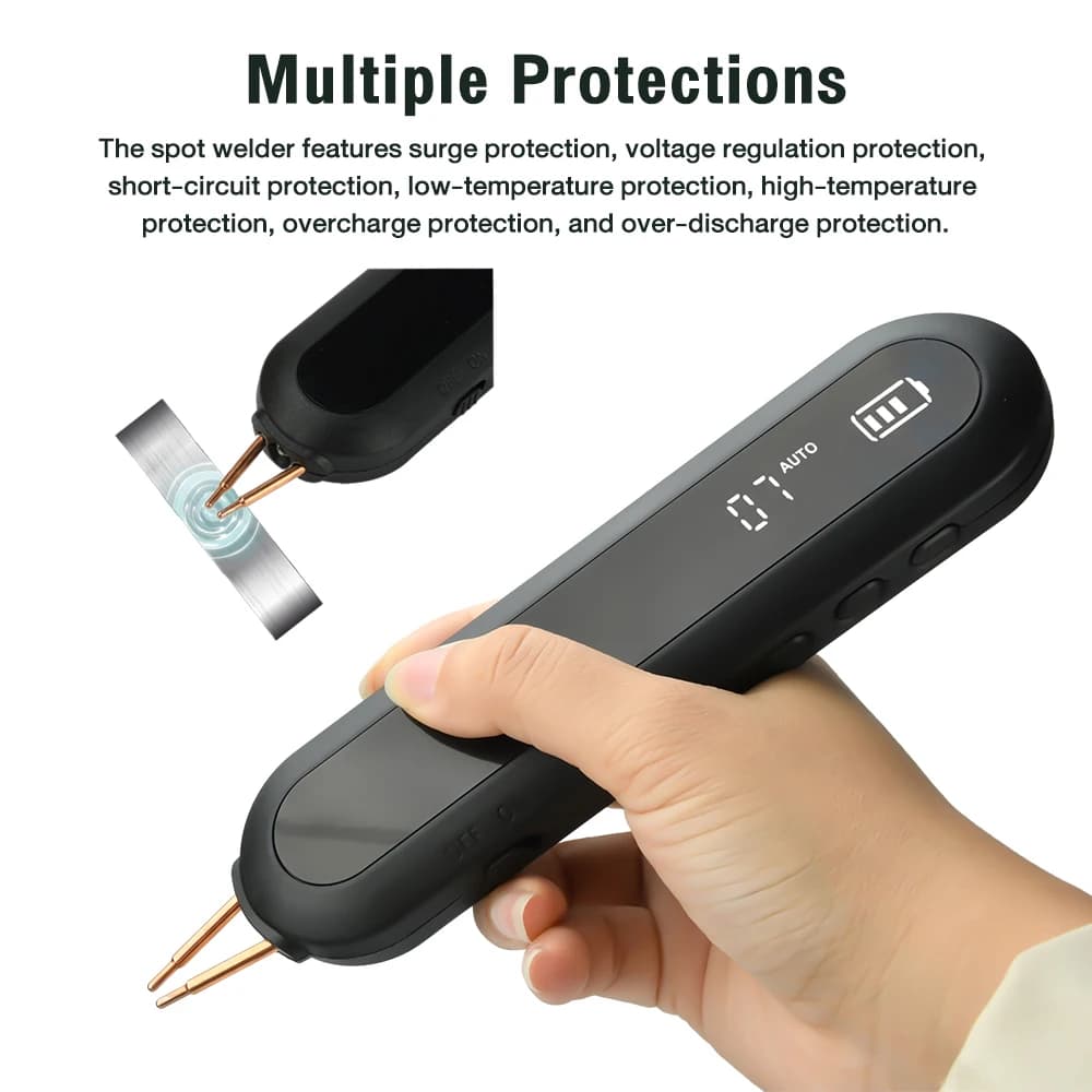 12 Gänge verstellbarer Handpunktschweißgerät Mini tragbare 9-stufige LED-Beleuchtung 18650 Lithium-Batterie DIY Schweißwerkzeug-Kit