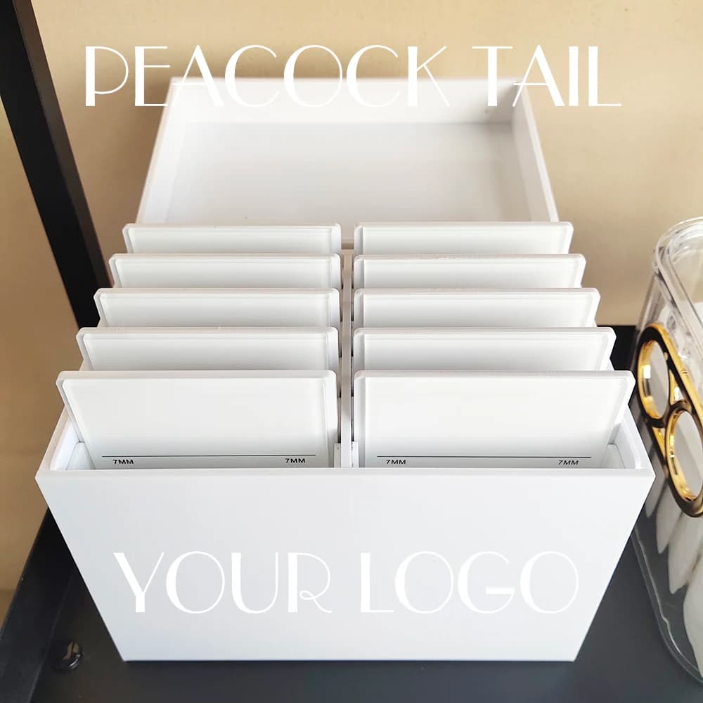 Weiße Schichten Wimpern Aufbewahrungsbox Display Stand Organizer Box Wimpern Wimpernverlängerung Make-up-Tools DIY-Logo