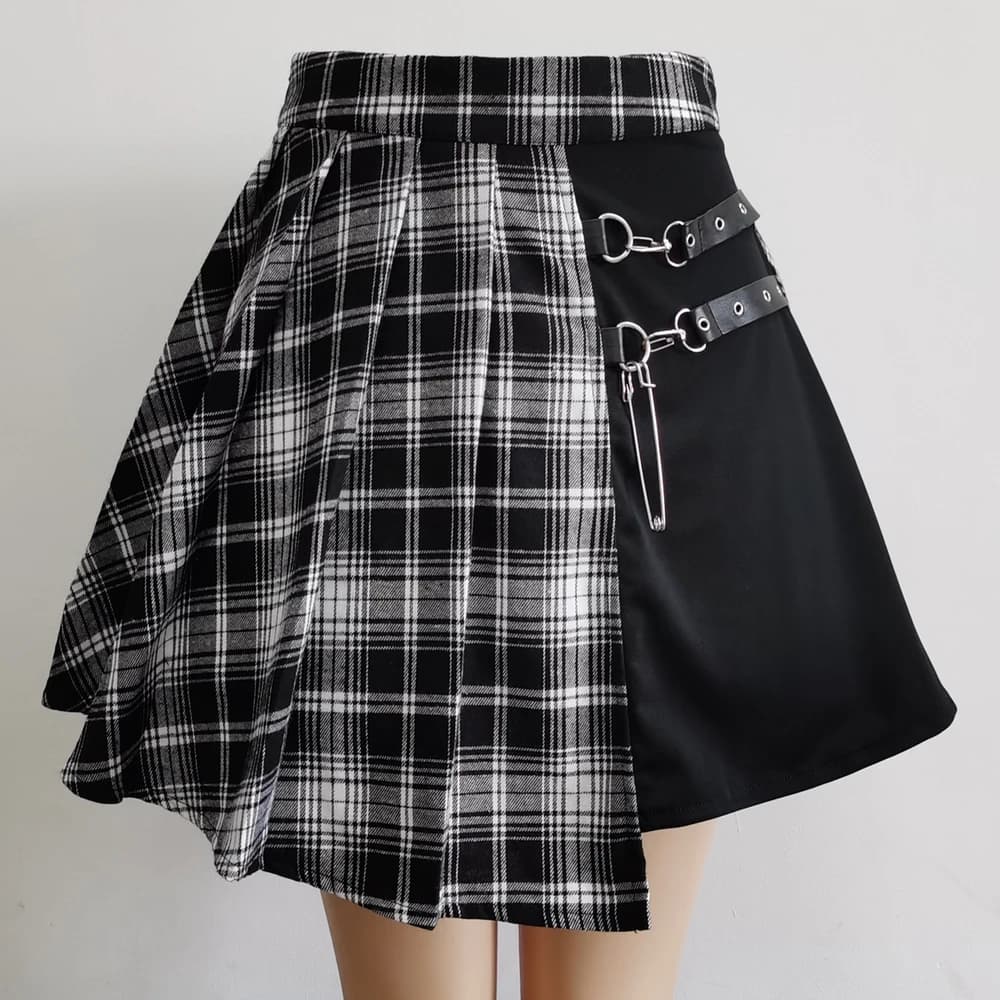 Gothic Süße Frauen Falten Rock Mode Plaid Mini Hohe Taille Chic Rock Kawaii Sommer Casual Damen Plaid Falten Rock