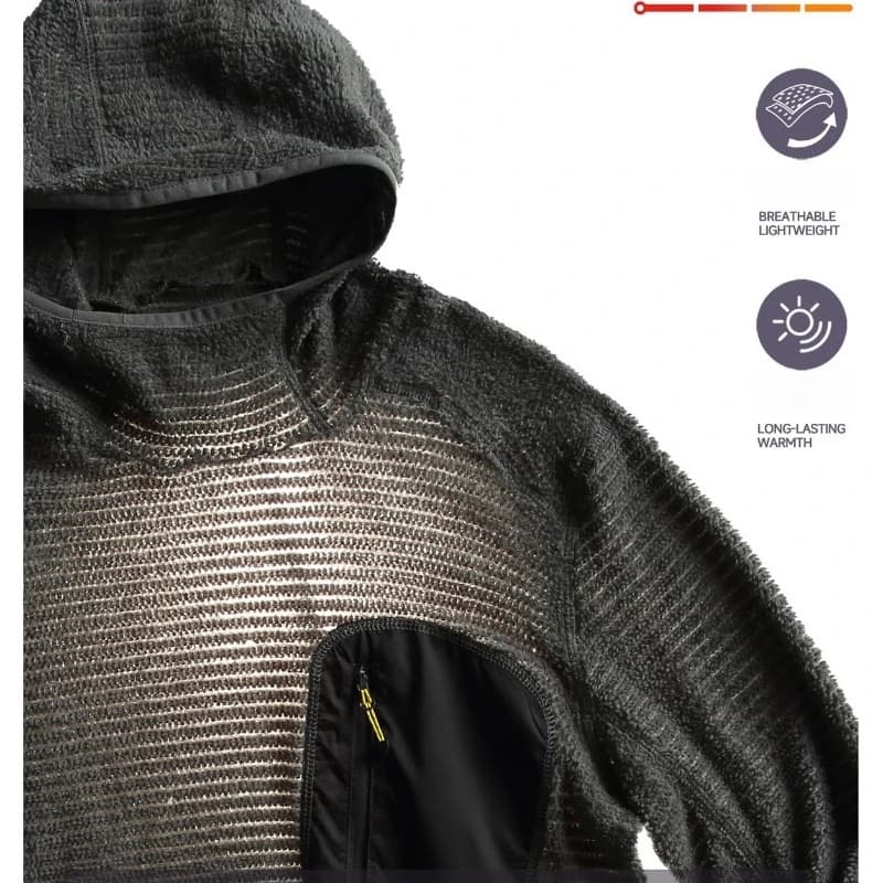 Thermolite ®   Ganzjahres 190g Ultraleichter Atmungsaktiver Thermo-Hoodie, Urban Outdoor Techwear Zwischenschicht mit Daumenlöchern &