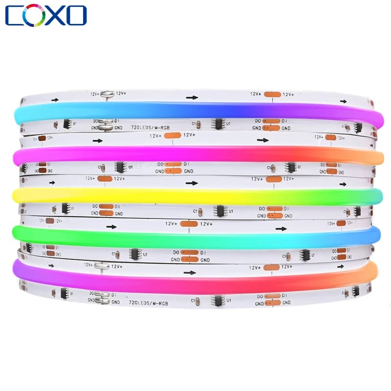 Spi cob rgbic led streifen licht pixel ws2811 adressierbar 720 leds traum farbe ws2812b flexible dimmbare fob lichter ra90 dc12v 24v