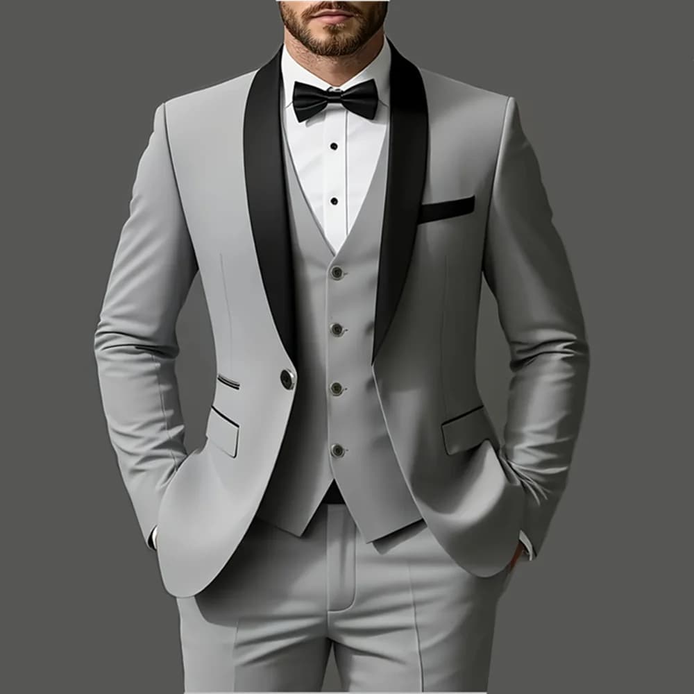 3-teiliges Anzugset für Herren, Jacke + Weste + Hose, modisch, hochwertig, geeignet für Hochzeiten, Partys und formelle Anlässe