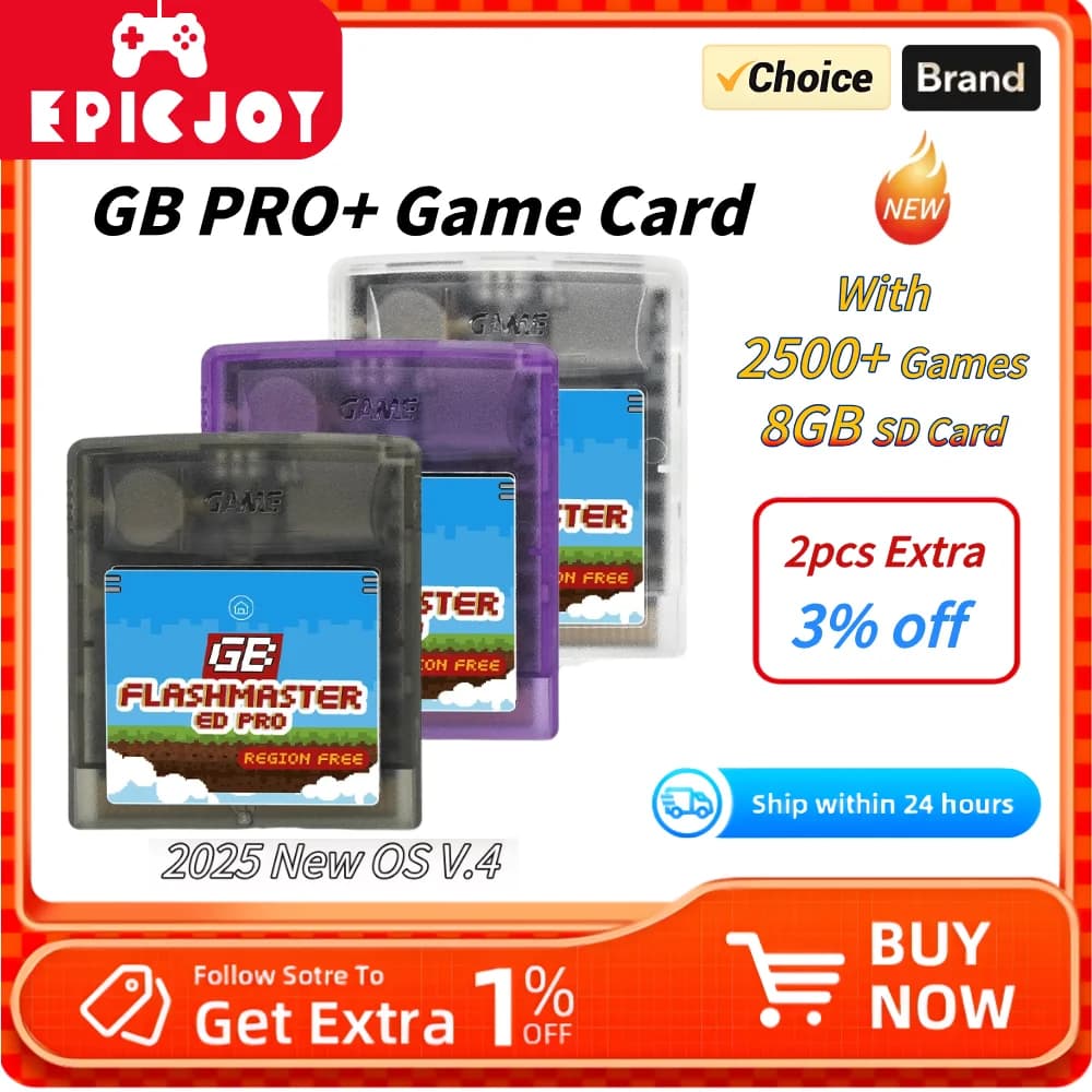 EPICJOY Multifunktionale Game Boy GB pro+-Spielkarte 2500 in 1 Gameboy-Karte OS V4 mit 8 GB TF-Karte für GB GBC SP-Spielekonsolen