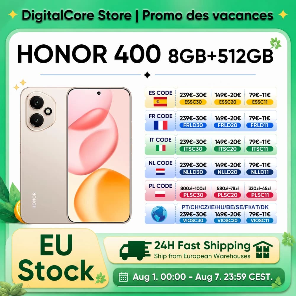 Globale Version HONOR 400 Smartphone 5G Snapdragon 7 Gen 3 200MP KI-Kamera 6,55'' AMOLED-Display 5300mAh 66W SuperCharge