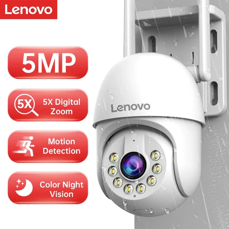 Lenovo 5MP Smart Wifi PTZ Kamera Outdoor 5x Digital Zoom Auto Tracking ONVIF CCTV IP Kamera Sicherheit Video Überwachung Kamera