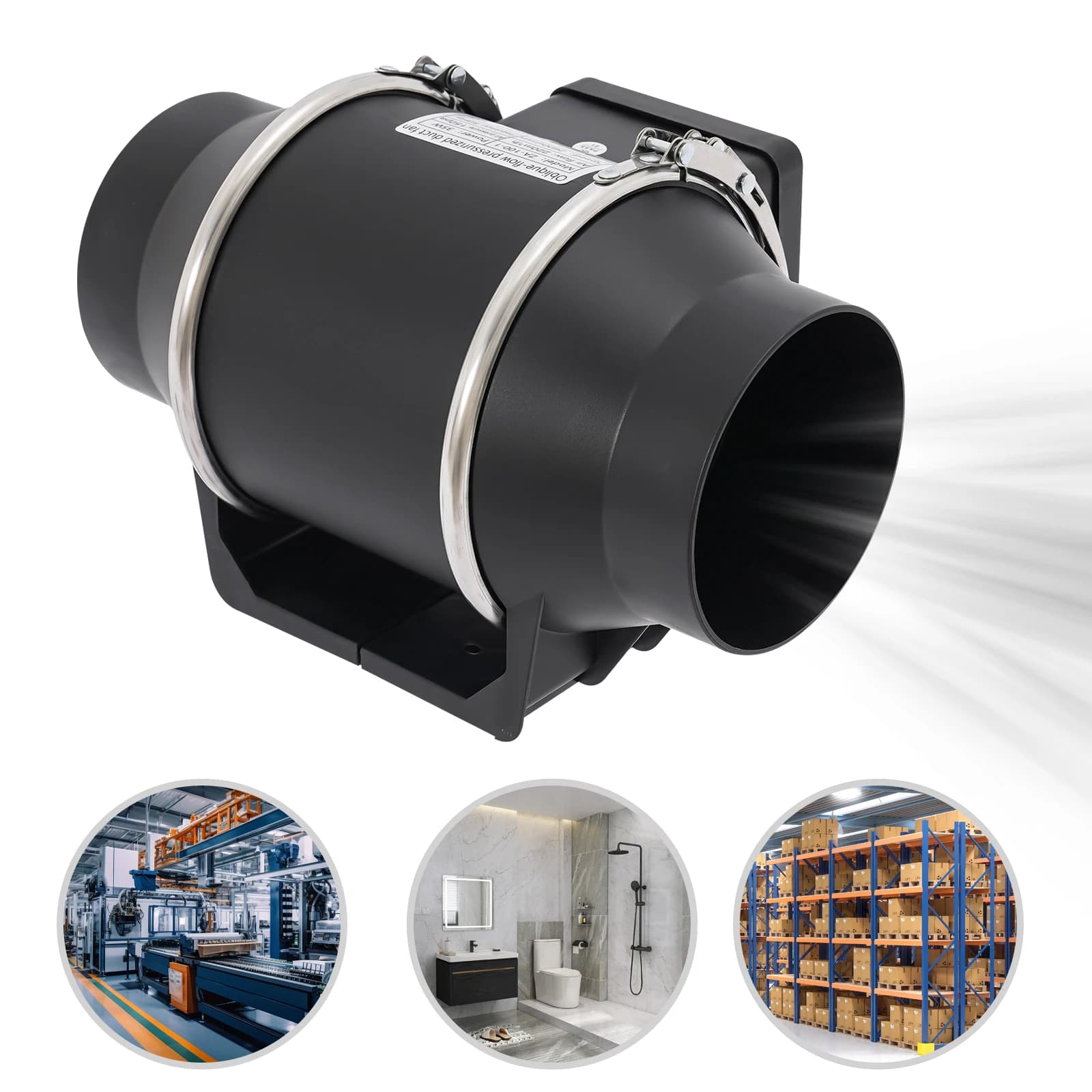 YIYIBYUS 220 V Abluftventilatoren, Rohrkanal-Lüftungsventilator, geräuschlos, für Badezimmer, Abluftventilator, Küche, Toilette, Wand,