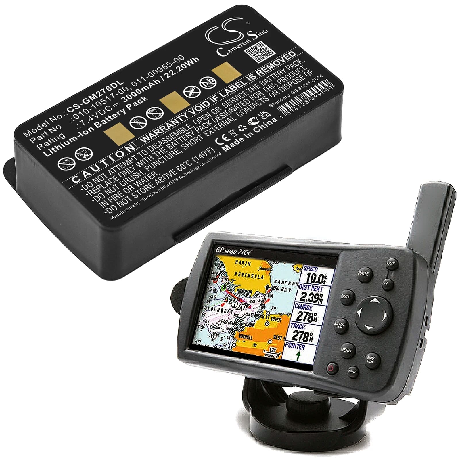 GPS-Navigator-Akku für Garmin 010-10517-00 010-10517-01 011-00955-00 GPSMAP 276 276c 296 376 376C 378 495 478 3580100054300