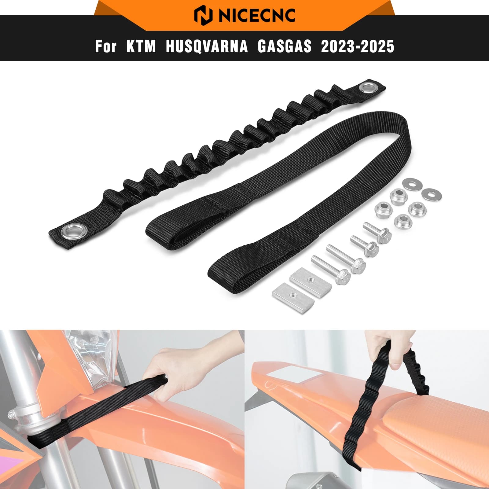 NICECNC Für KTM EXC 300 2024-2026 Vorderer und Hinterer Haltegurt Hebegriff Für KTM EXC-F 350 XCW Husqvarna TE 300 GasGas EC 300
