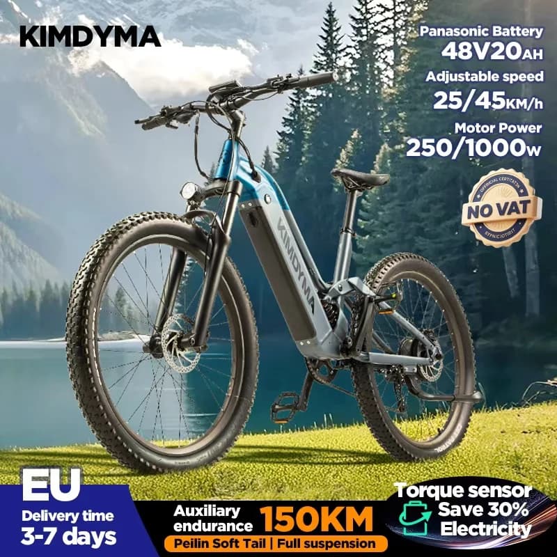 KIMDYMA K02 Elektrofahrrad für Erwachsene, 48 V, 20 Ah, 250 W/1000 W Motor, 27,5 x 2,8 Zoll, Fat Tire Torque Sensor, E-Bike,