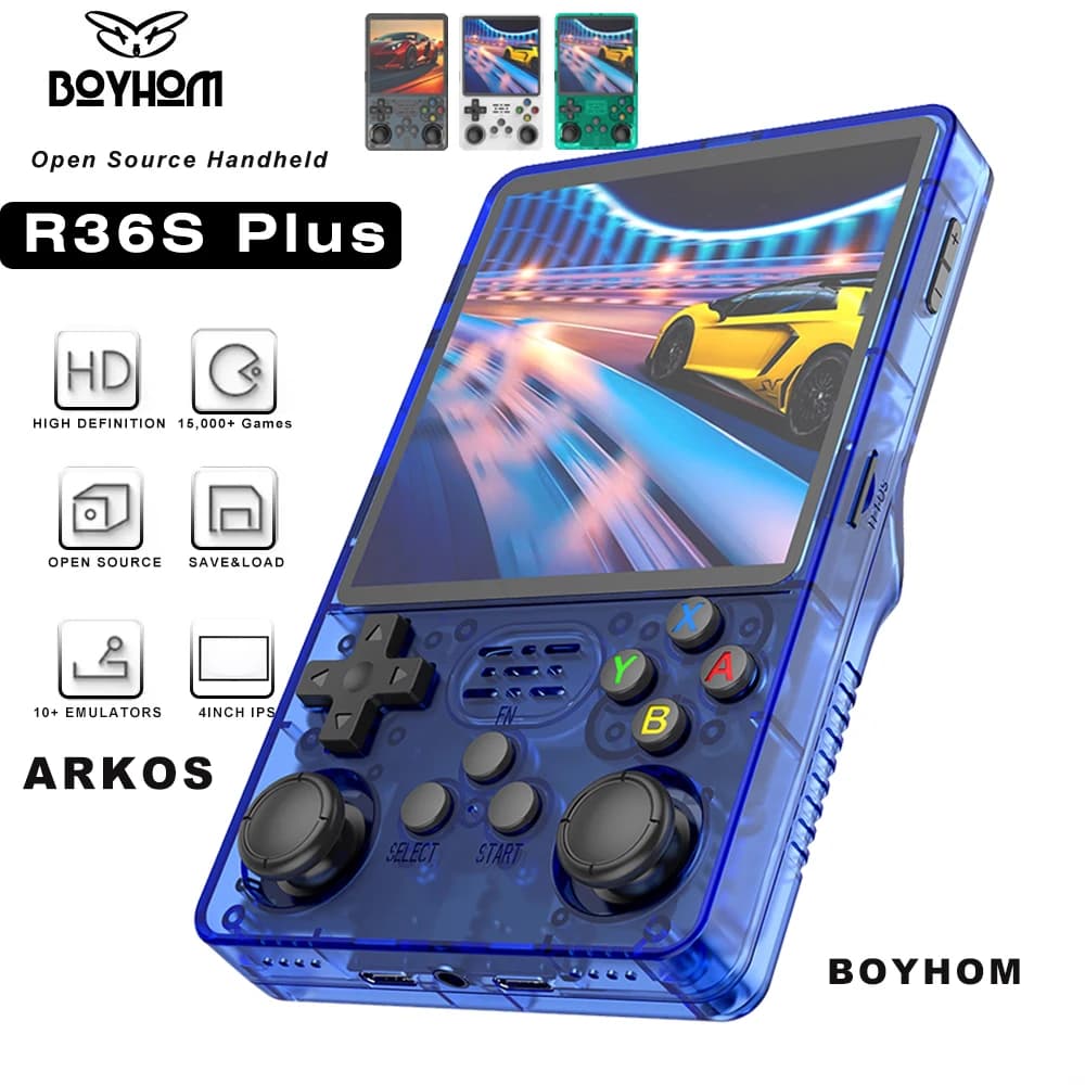 2025 NEUE 4 "IPS Großen Bildschirm R36S Plus Retro Handheld Spielkonsole Linux 64-bit System RK3326 Tragbare tasche ARKOS 2,0 R36SPLUS