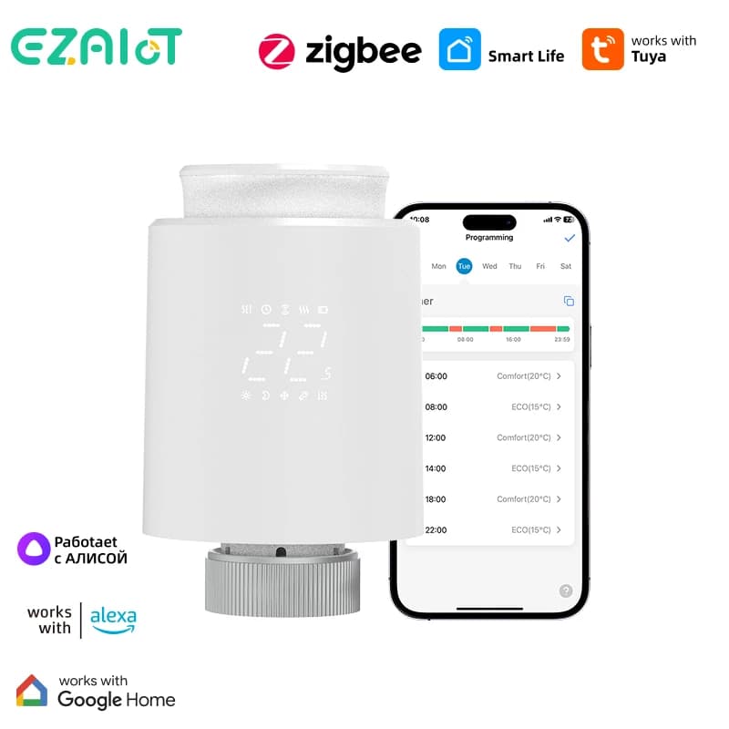 Intelligenter Zigbee-Heizkörperthermostat TRV Thermostatischer Stellantrieb Tuya Digitaler Temperaturregler Programmierbarer Heizungsregler