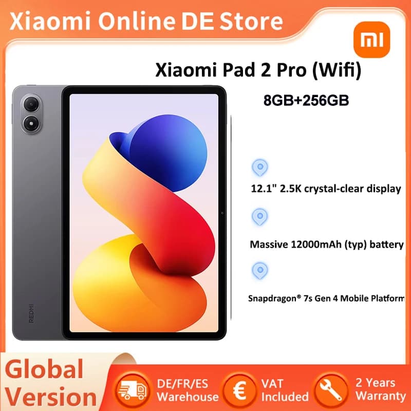 Xiaomi Redmi Pad 2 Pro Wifi Global Version Tablet 8GB 256GB Snapdragon 7s Gen 4 Processor 120Hz Refresh Rate Xiaomi HyperOS 2 Xi
