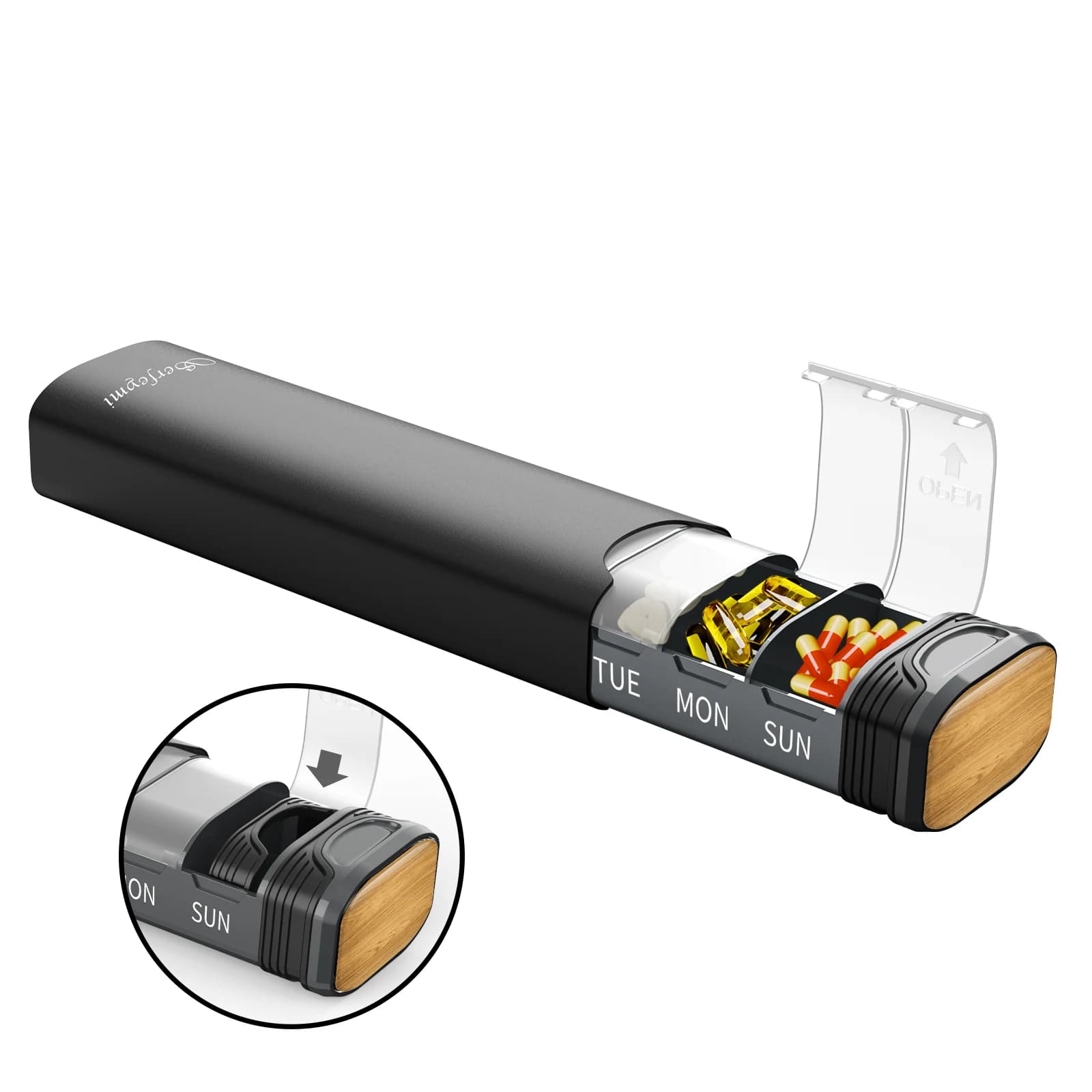 Serfeymi Weekly Pillen-Organizer aus Metall – 7-Tage-Reise-Pillenetui mit Ersatzdichtung |   Dosettenbox, Tablet- und Medikamentenhalter