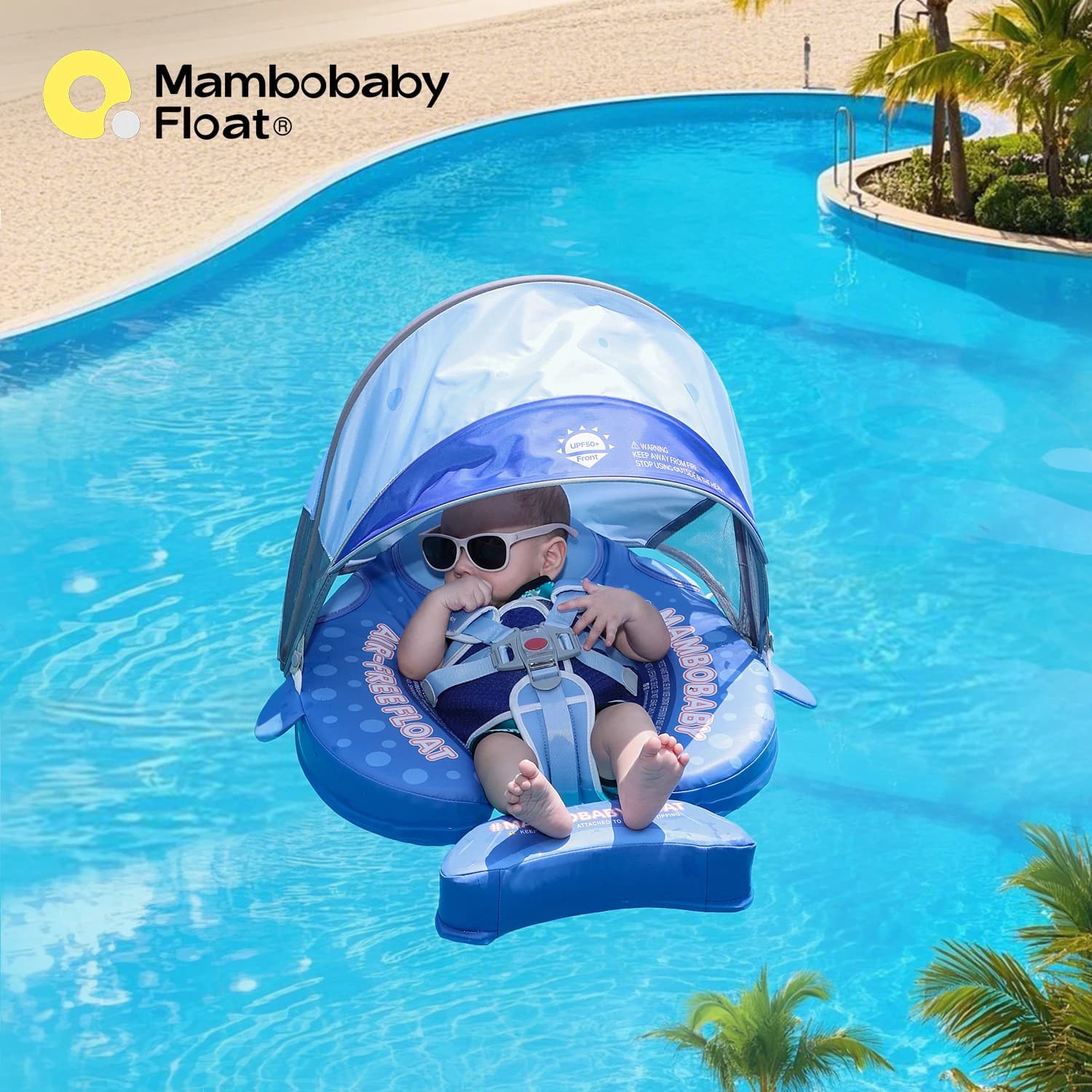 Mambobaby Schwimmtrainer Sicherer Luftfreier Kernschwimmring mit Sonnenschutz für Babys und Kleinkinder, Schwimmring für Säuglinge aus
