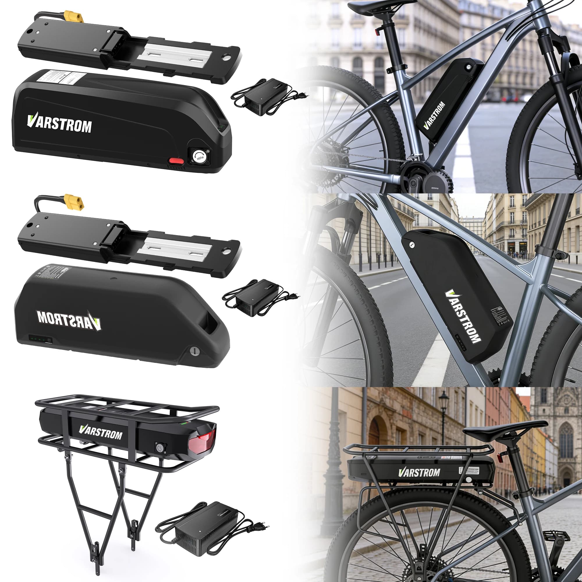 Elektrofahrrad-Akku Varstrom 48V 20AH 52V 36V 30AH Hailong Max 40A 50A BMS 500W 750W 1500W Elektroroller Lithium-Zelle