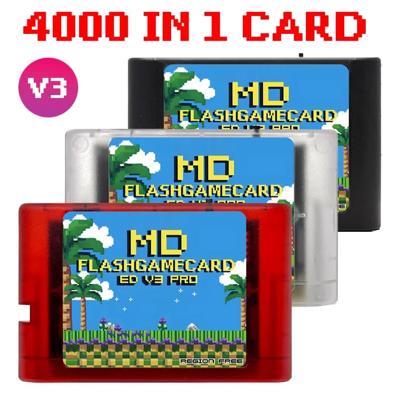 4000 in 1 Mega Genesis MD V3 Pro mit 4 GB TF-Karte EDMD-Spielkarte für SEGA Genesis Mega Drive Master System-Spielekonsole