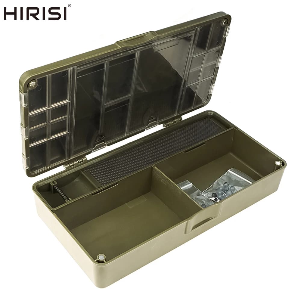 Hirisi Karpfenangeln Organizer Box Tragbarer Angelgerät Aufbewahrungsorganisator Magnetfächer Angelausrüstung Zubehör