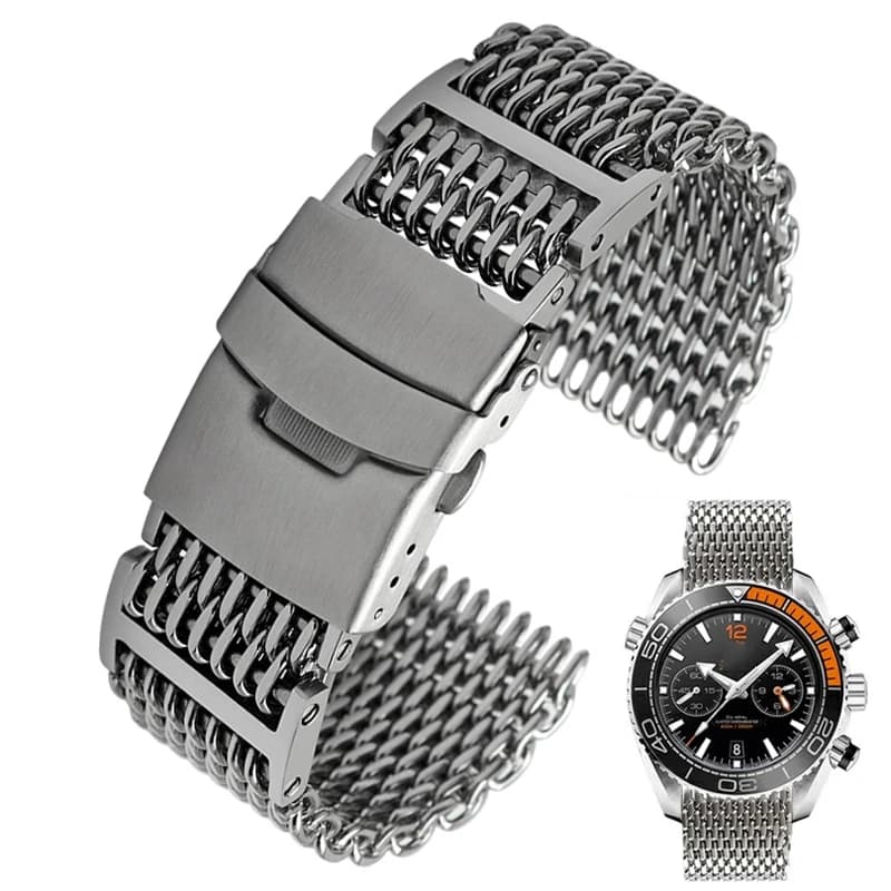 20/22/24 mm Steel Dive Shark Mesh für Milanese Watch Armband Strap Band Weben Double Snap Strap für Breitling Omega