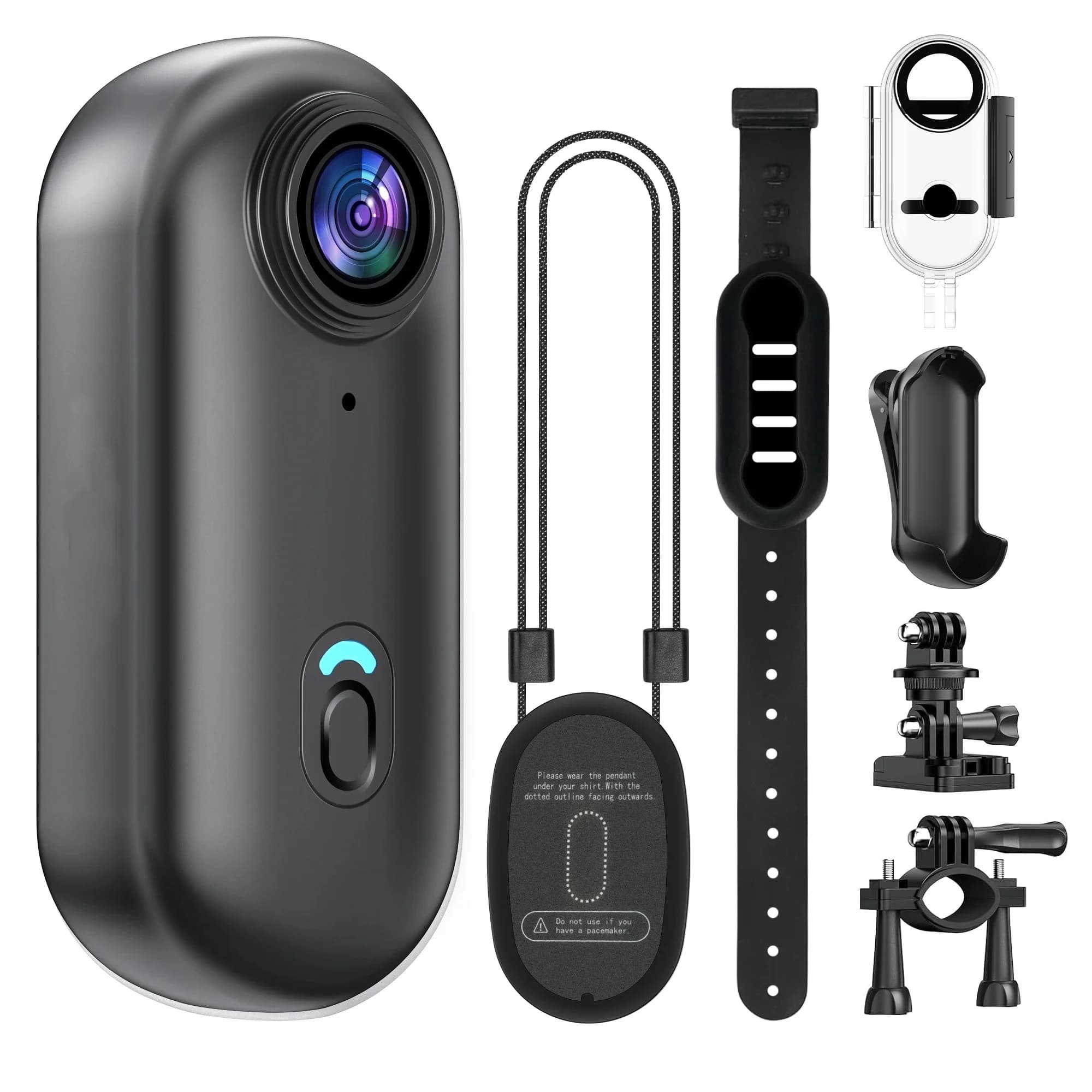 4K Mini WIFI Action Kamera 128GB Thumb POV Tragbarer Videorecorder mit IPX7 Wasserdichter Camcorder Helmhalterung Vlogging (Schwarz)